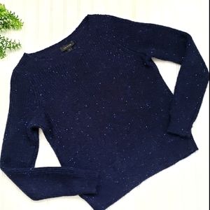 Ann Taylor Mohair Wool Sweater Navy Blue Sequin size Small